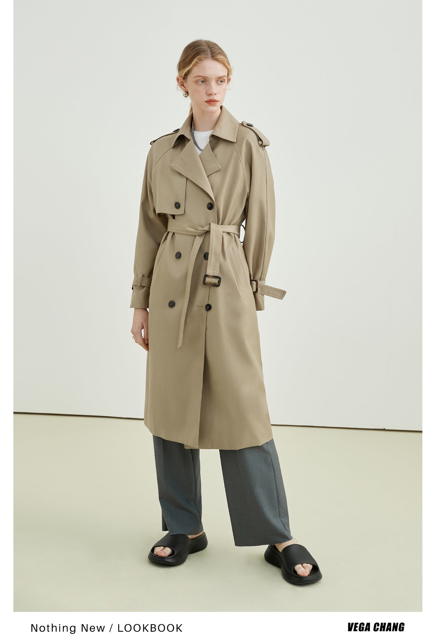 Classic Double-Breasted Midi Trench Coat