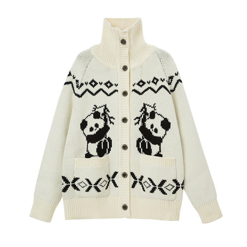 Soft Jacquard Puppy Sweater & Panda Knit Cardigan