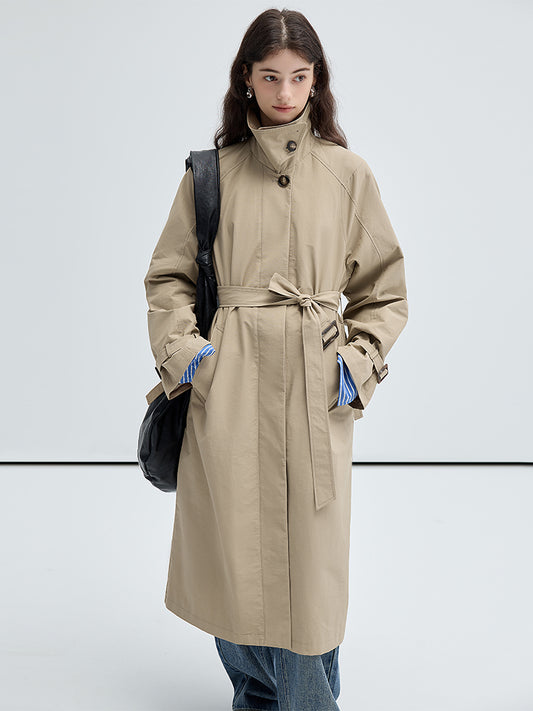 Timeless Stand Collar Single-Breasted Trench Coat