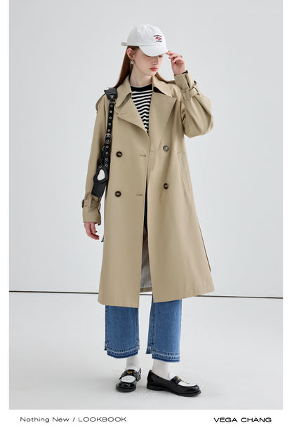 Classic Double-Breast Belted Trench Coat