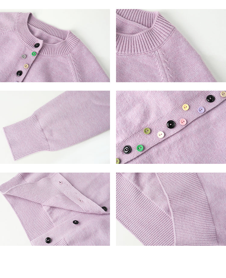 Colorful Button Classic Knit Cardigan