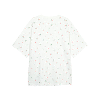 Oversized Floral Patterned Cotton T-Shirt