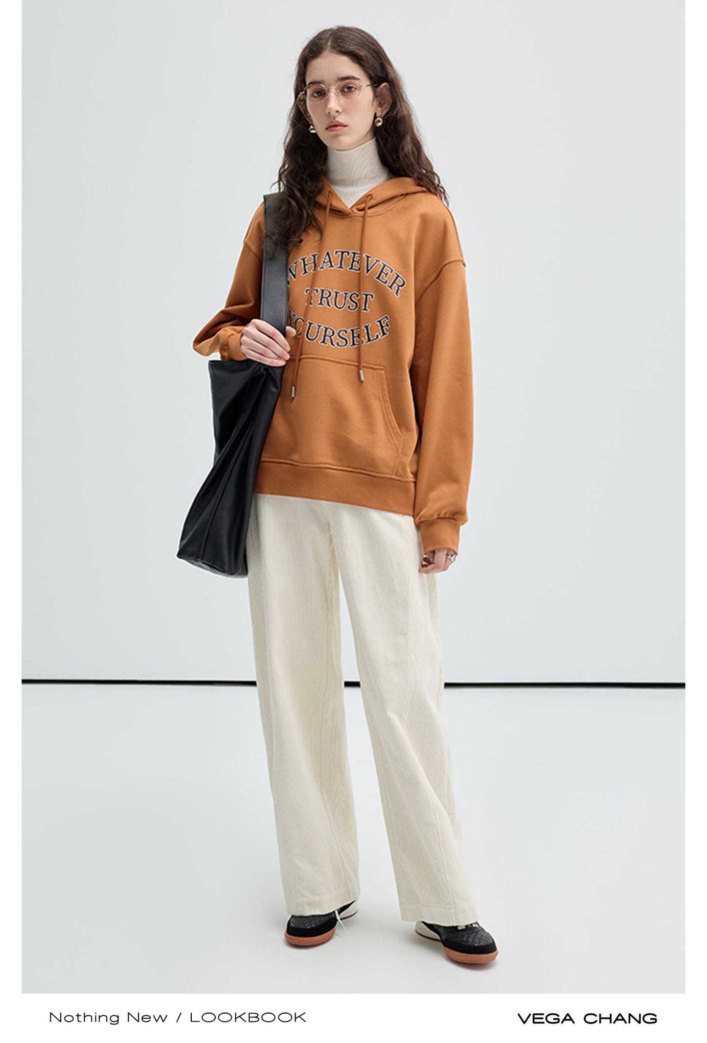 Cotton Corduroy Pants And Letter Print Hoodie