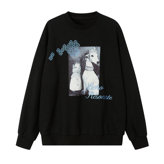 Photograph Applique Cotton Sweatshirt