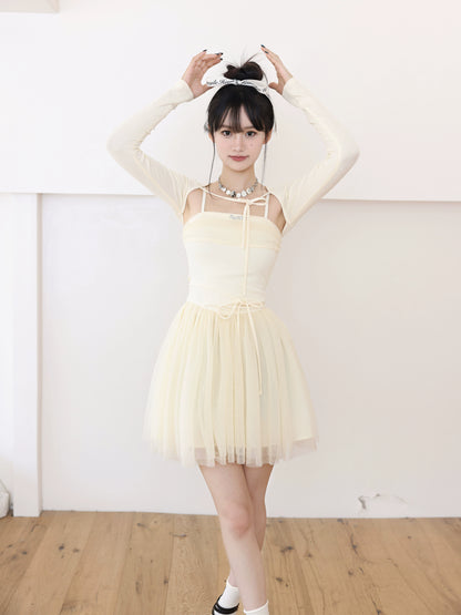 Casual Tutu-Style Ballerina Camisole Dress With Matching Top