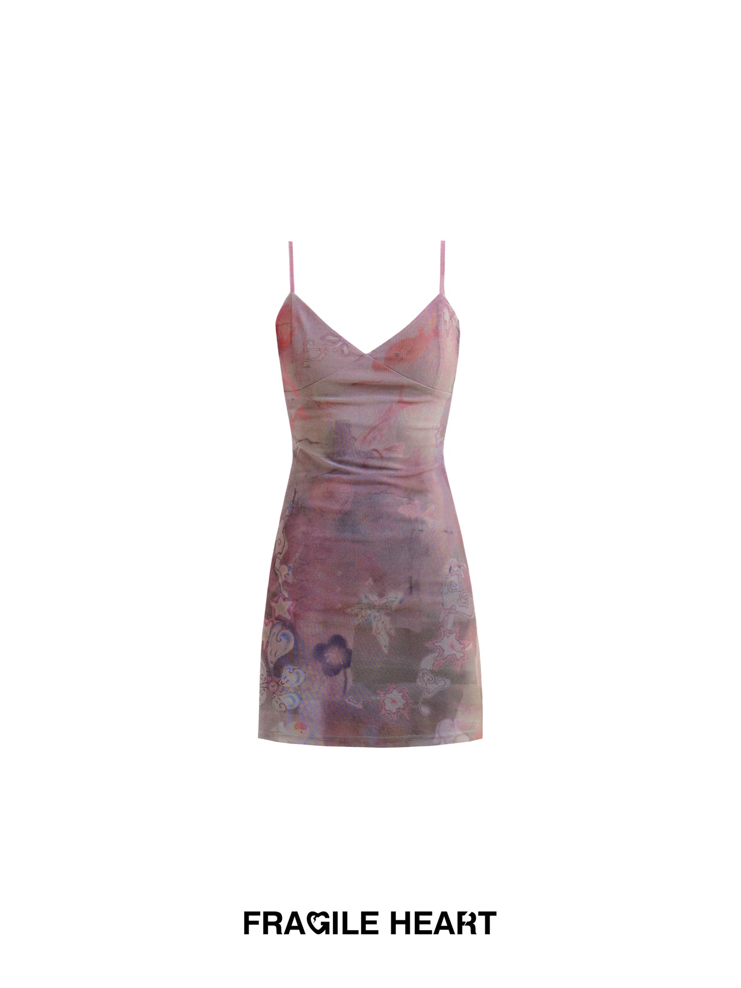 Gradient Collage Print Dress With Adjustable Strap