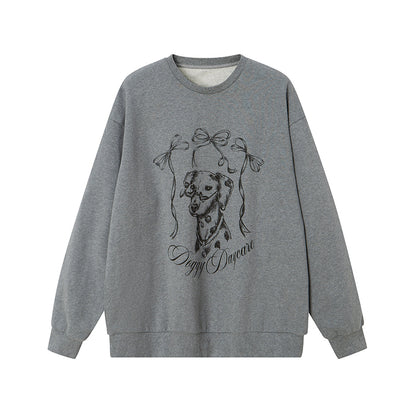 Dalmatian Print Crew Neck Cotton Sweatshirt