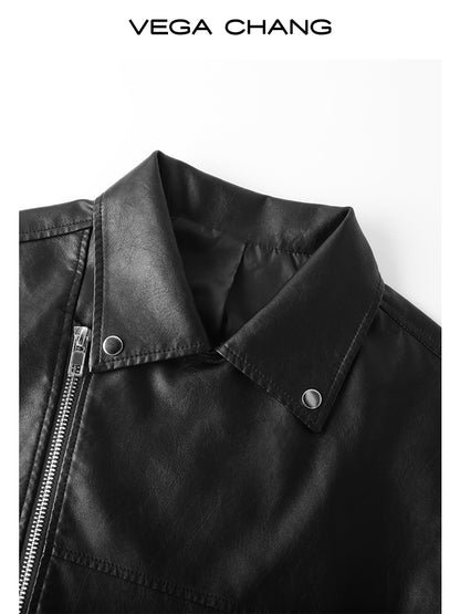 Versatile Faux Leather Motorcycle Jacket