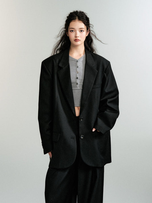 Oversized Shoulder-Padded Suit Jacket And Trousers