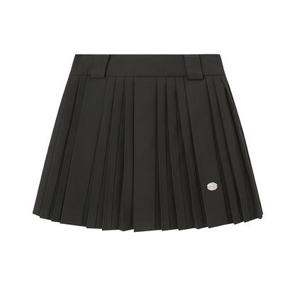 Short Pleated Skirt With Logo Charm