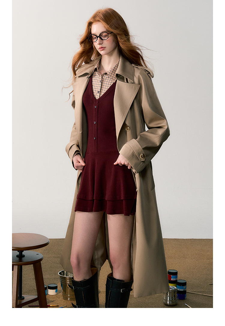 Classic Cotton Blend Double-Breasted Trench Coat