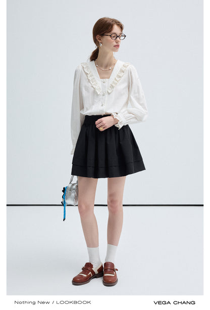 A-Line Layered Design Skirt With Shorts Lining