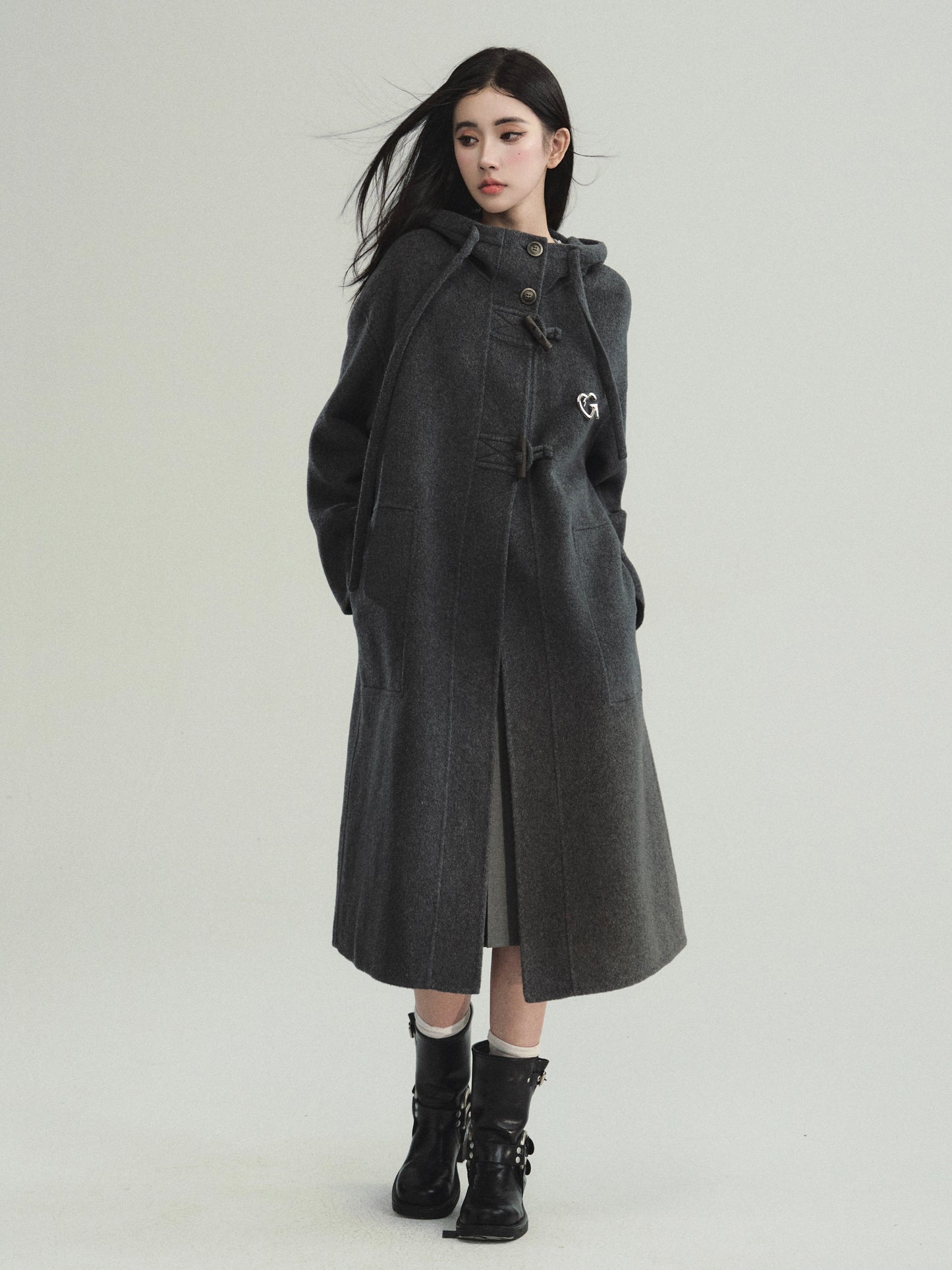 Preppy Style Cashmere Wool Blend Double Duffle Coat