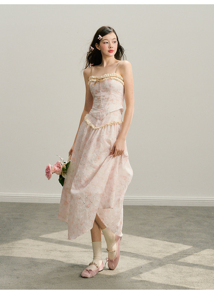 Eyelet Embroidery Floral Cami Top And Long Skirt