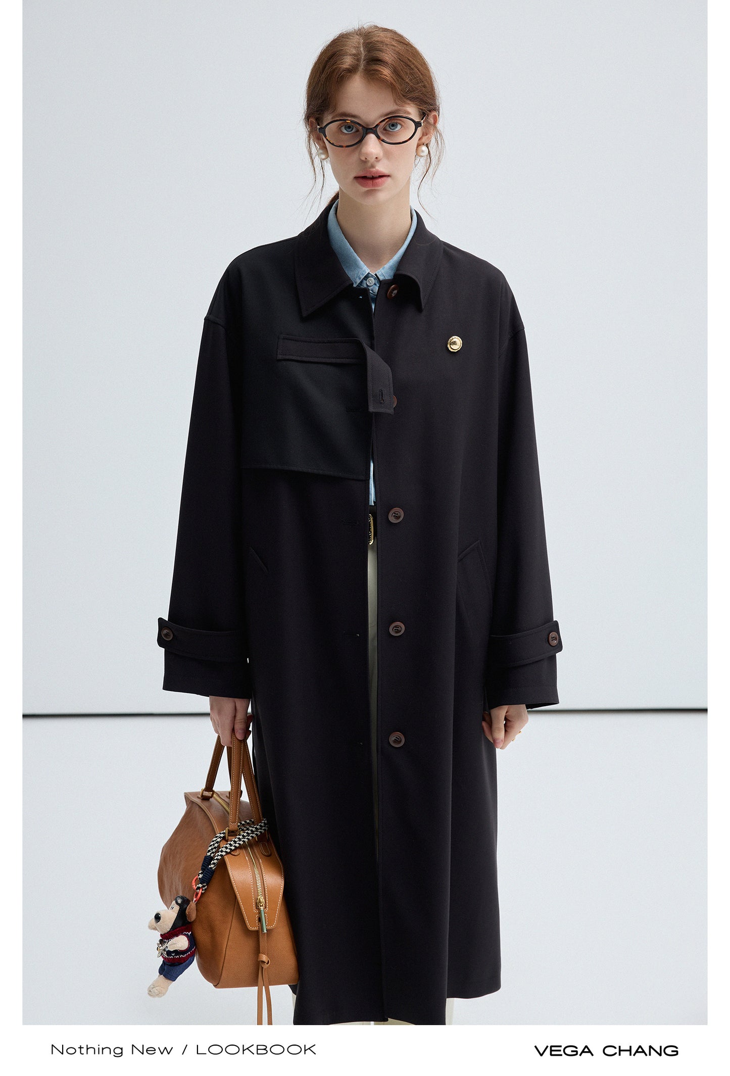 Timeless Belted Long Coat With Gold Button