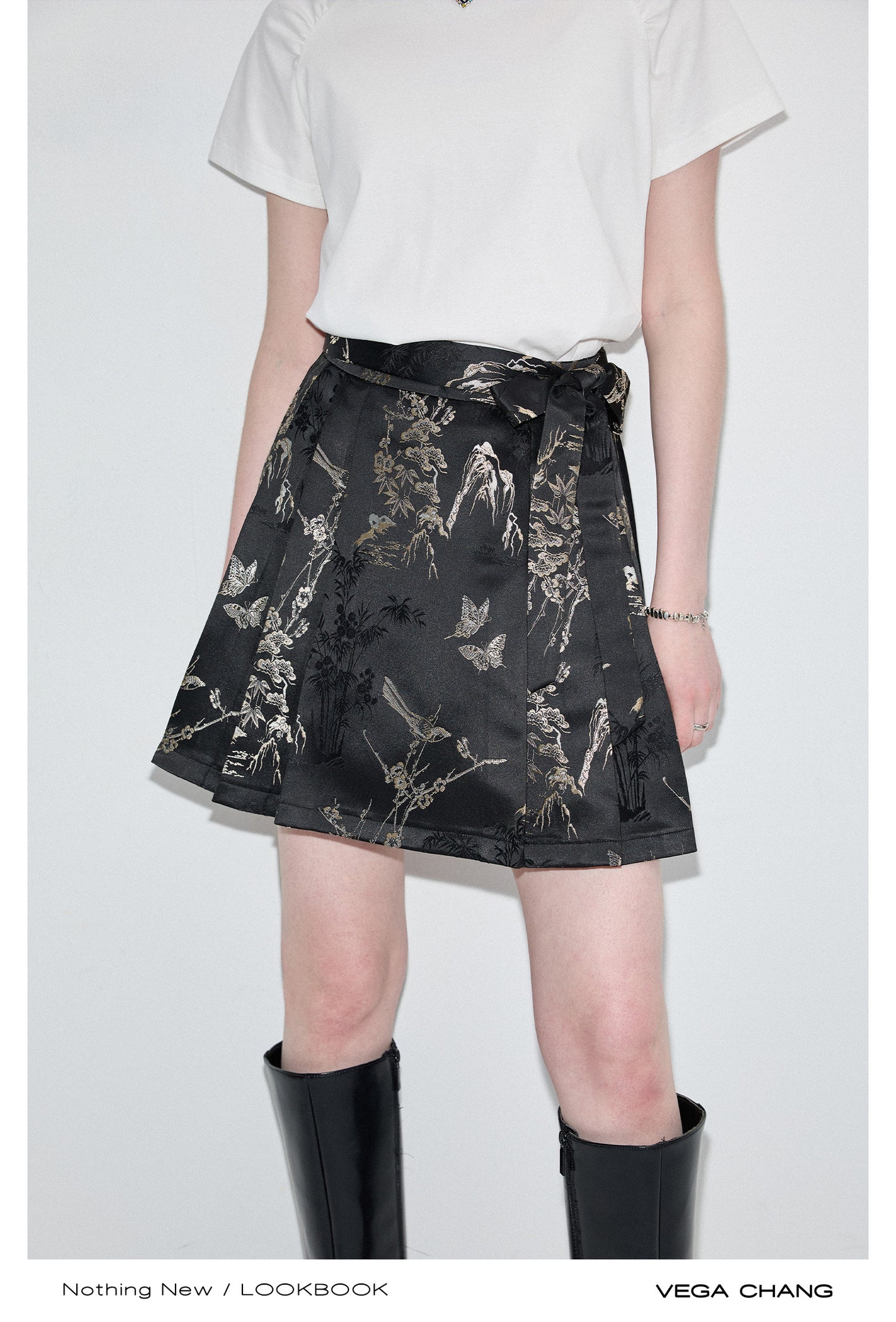 Qipao Inspired Blouse And Matching Jacquard Skirt