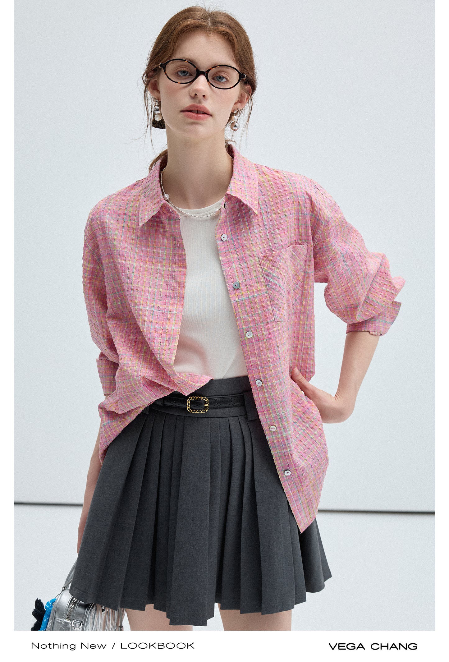 Plaid Drop Shoulder Woven Textured Shirt