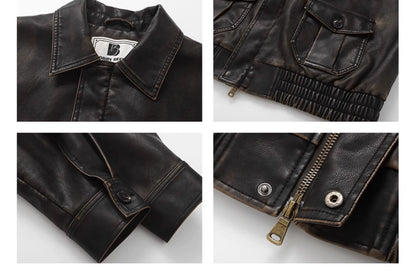 Faux Leather Motorcycle Jacket And Mini Skirt