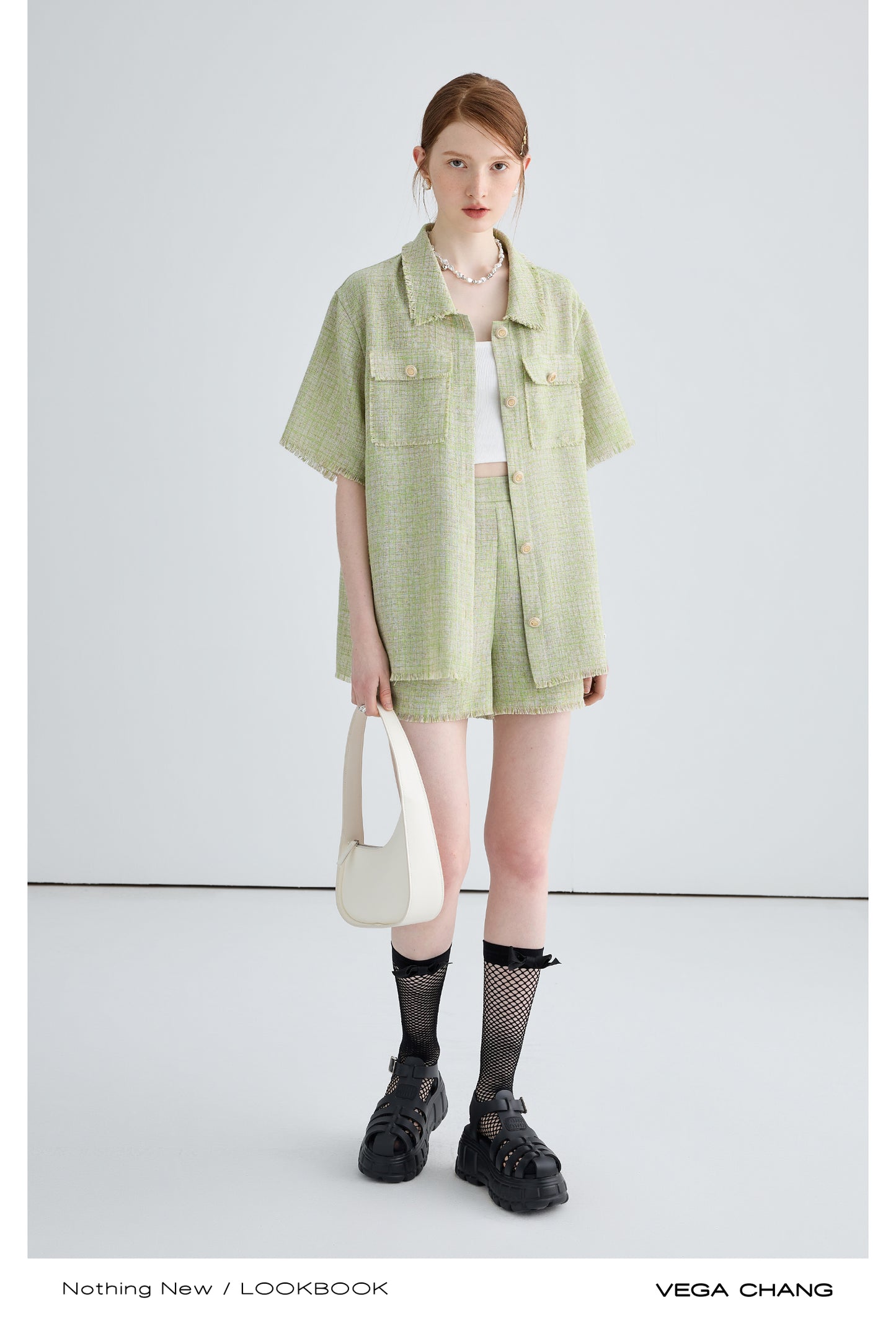 Fringed Woven Fabric Shirt And Matching Shorts