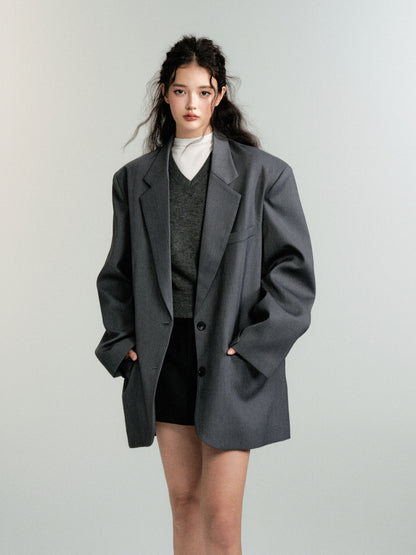 Oversized Shoulder-Padded Suit Jacket And Trousers