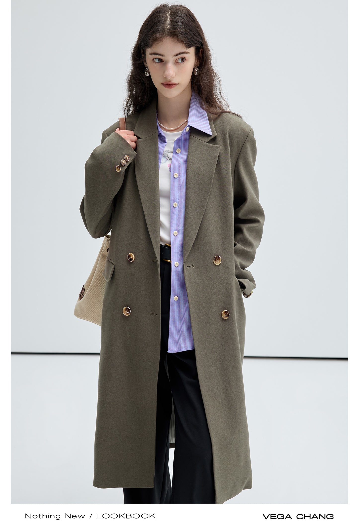 Double Breasted Long Blazer Coat