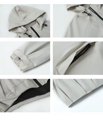 Removable Hood Relaxed Fit Cropped Zip Jacket