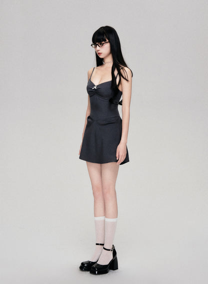 Gathered Back Fitted Mini Camisole Dress