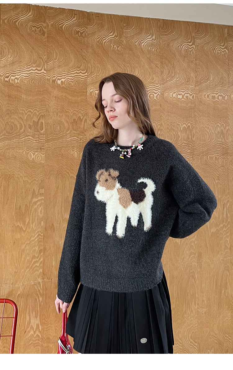 Soft Jacquard Puppy Sweater & Panda Knit Cardigan