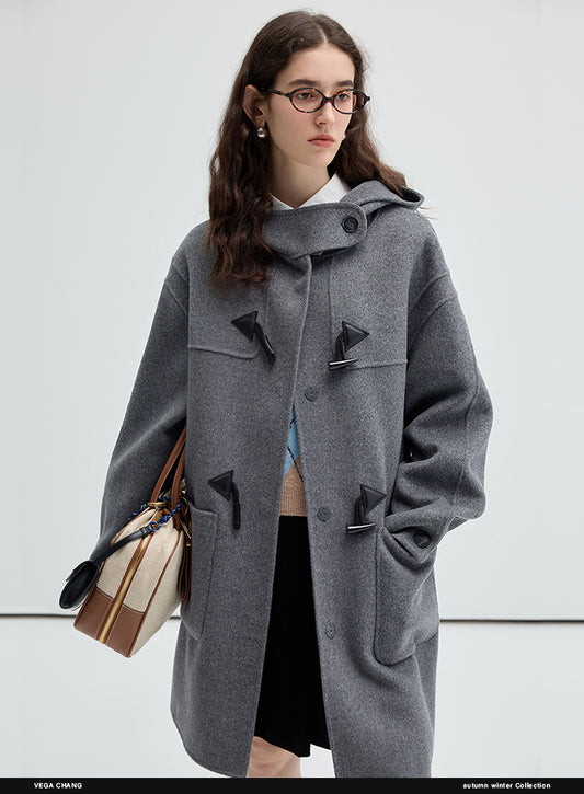 Wool Blend Duffle Coat With Double Closure