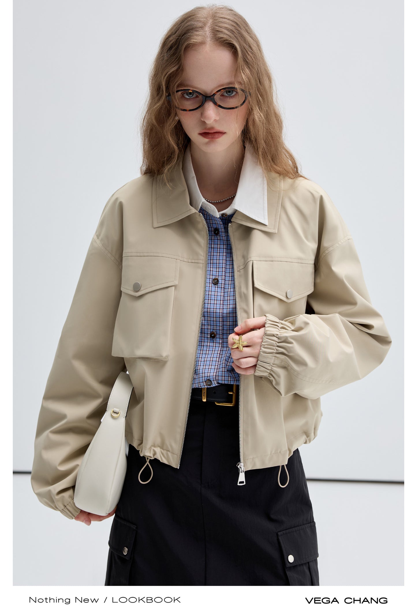 Drawstring Short Jacket With Utility Pockets