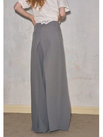 Three-Dimensional Layered Wide-Leg Floor-Length Trousers