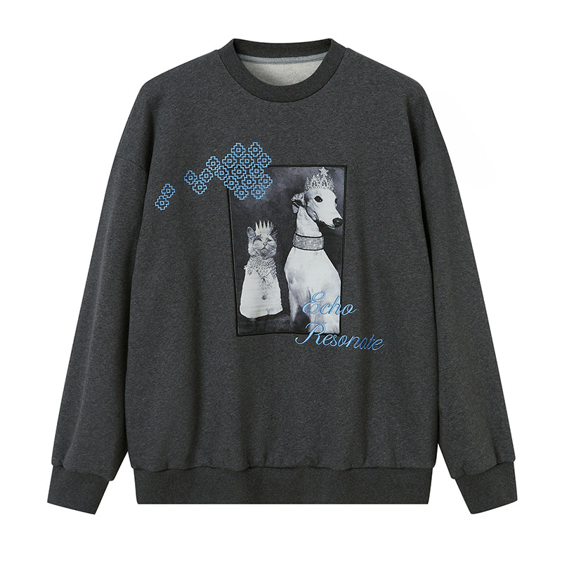 Photograph Applique Cotton Sweatshirt