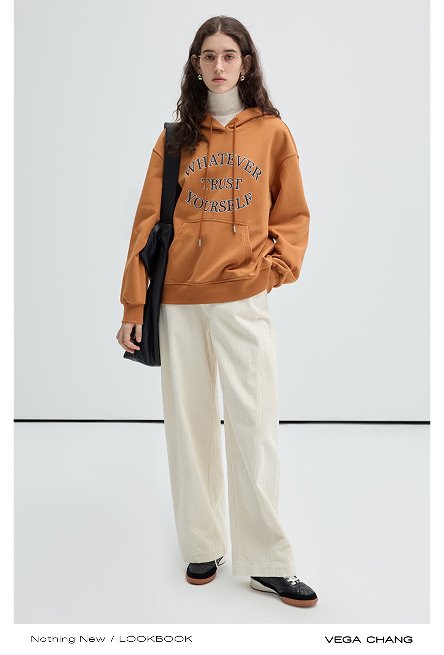 Cotton Corduroy Pants And Letter Print Hoodie