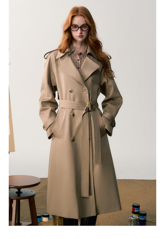 Classic Cotton Blend Double-Breasted Trench Coat