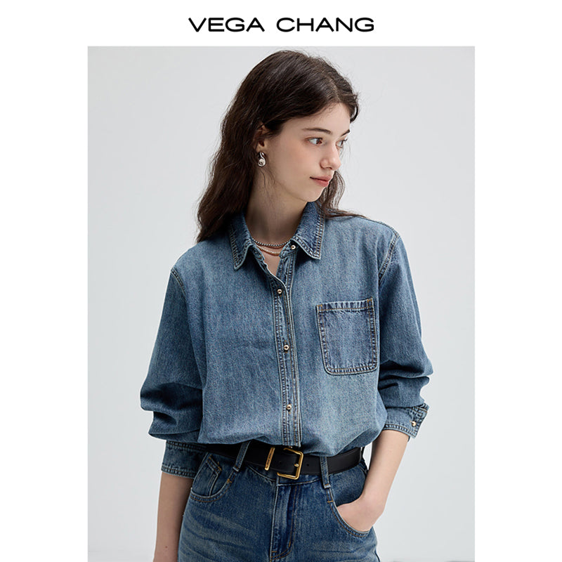 Washed Denim Shirt, Matching Straight-Leg Jeans