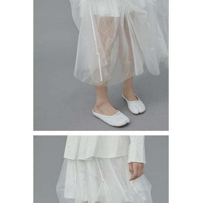 Asymmetrical Jacquard Detail Sheer Balloon Skirt