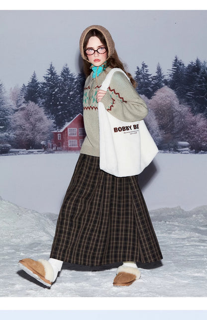 White Duck Down Puffer Jacket And Flared Skirt