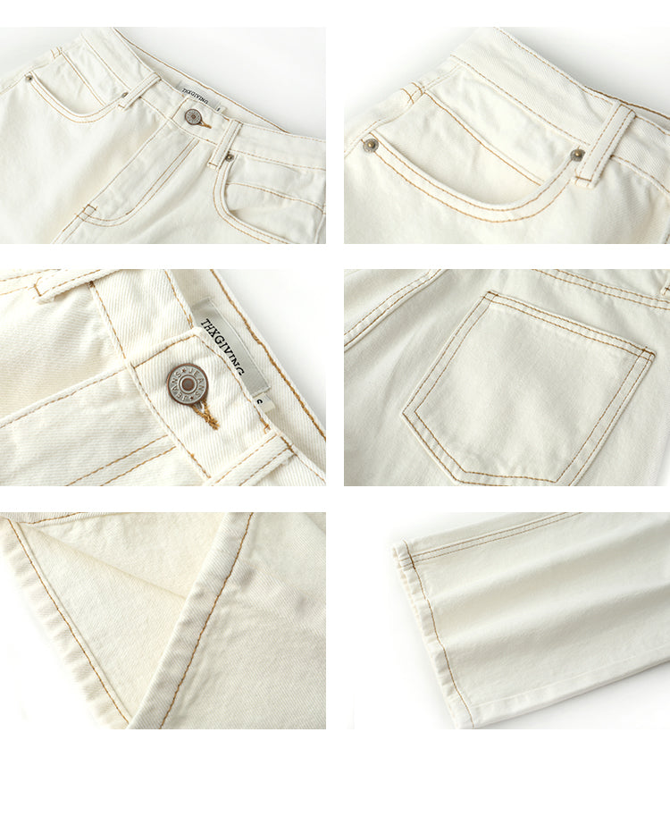 Classic High-Waisted Pure Cotton Jeans