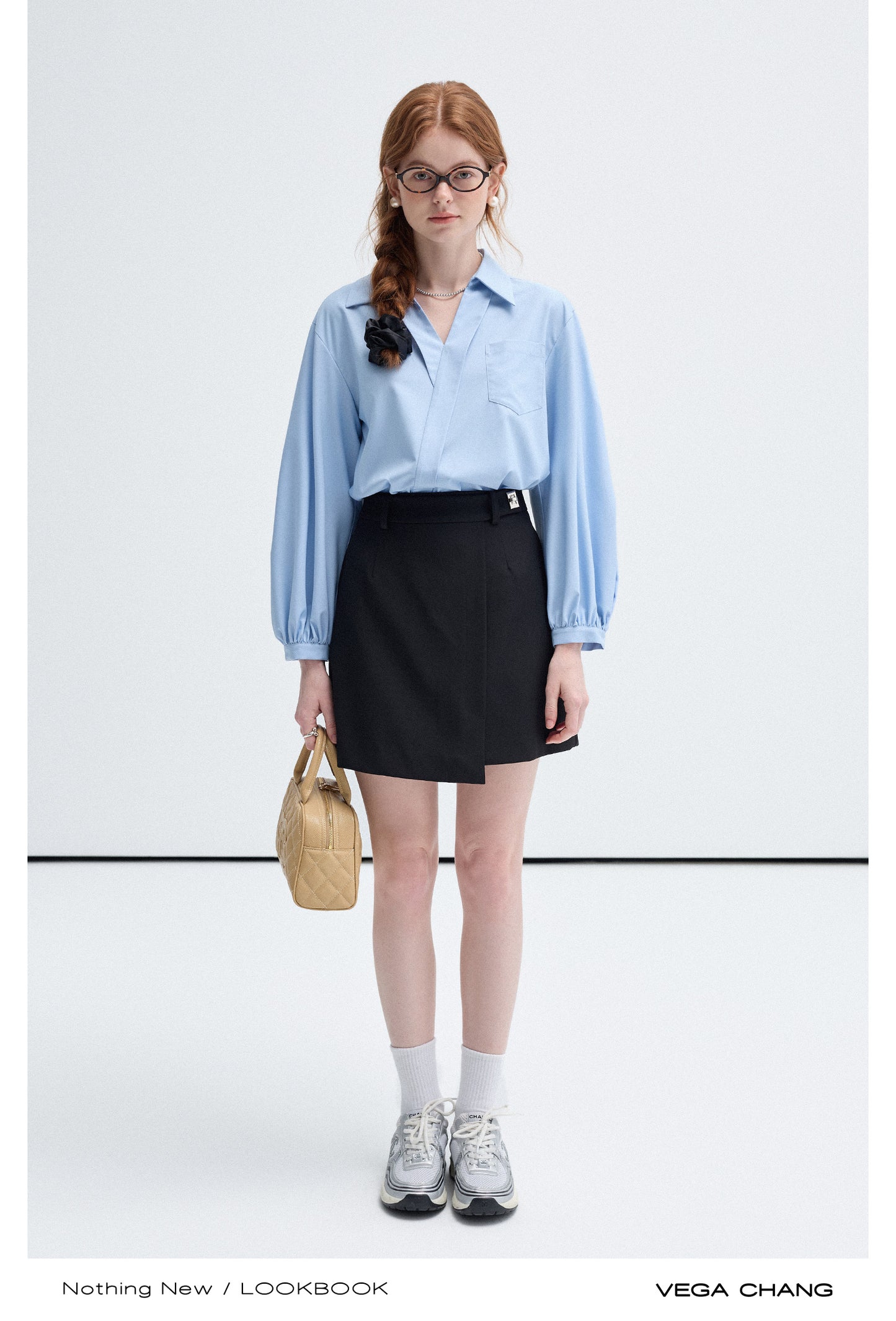 Bamboo Fiber Asymmetric Placket Open Collar Shirt