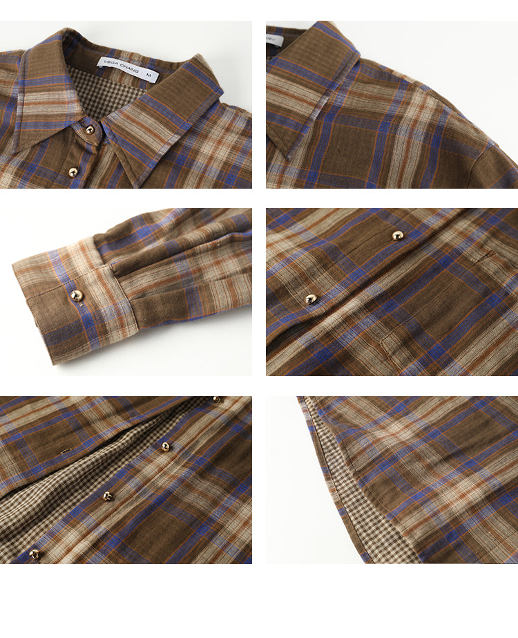 Plaid Longline Shirt With Gingham Check Lining