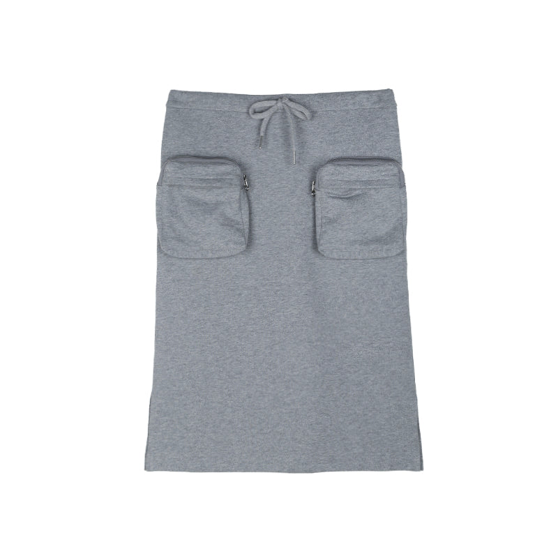 Low Rise Zip Pocket Midi Skirt, Inner Shorts