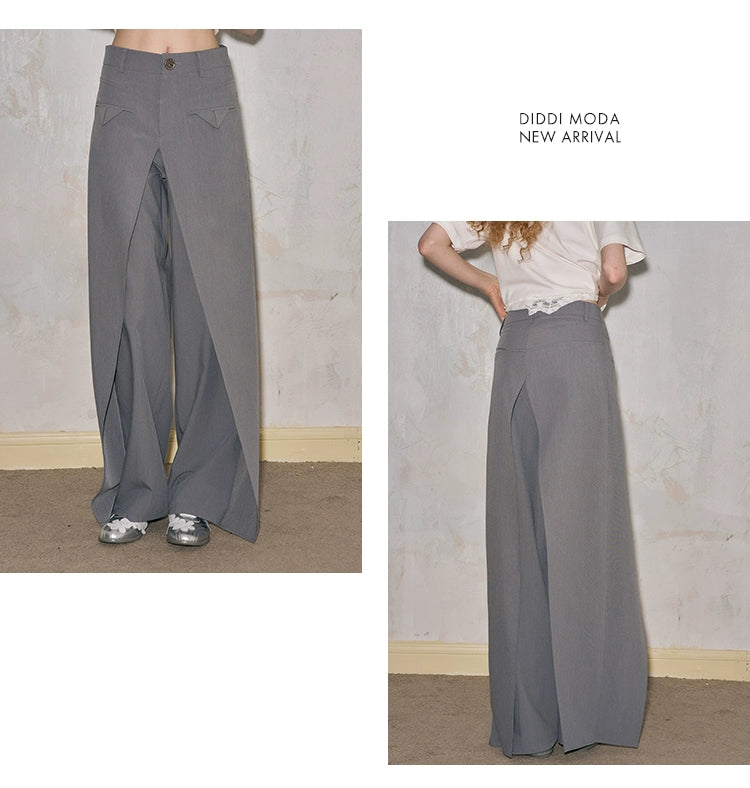 Three-Dimensional Layered Wide-Leg Floor-Length Trousers