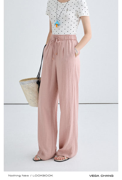 Frilled Edge Rib Tank Top and Straight Wide Pants