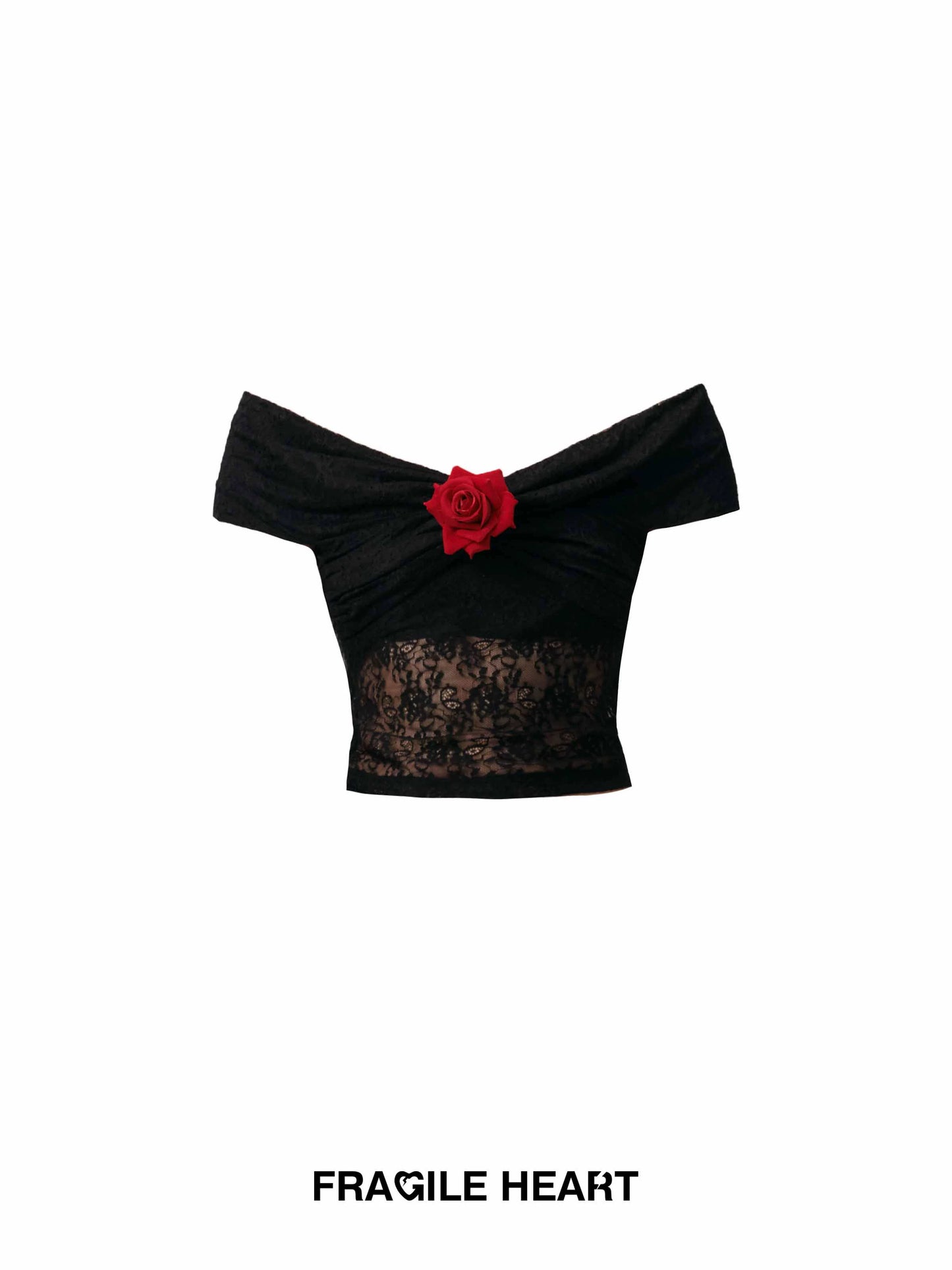 Rose Fitted Off-Shoulder Lace Top And Short Skirt