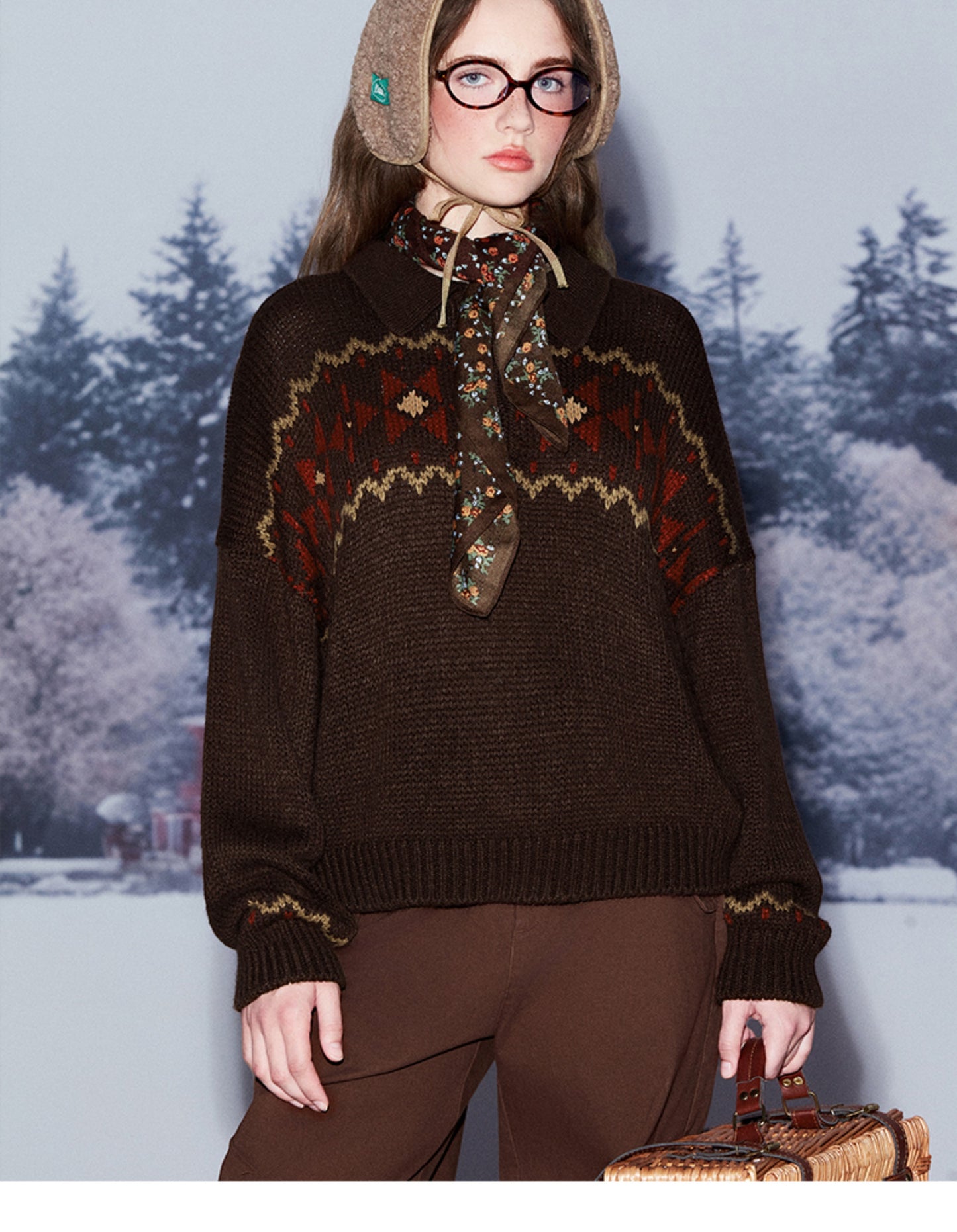 Festive Fair Isle Polo Knit Sweater