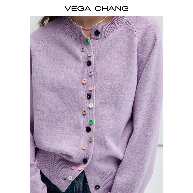 Colorful Button Classic Knit Cardigan