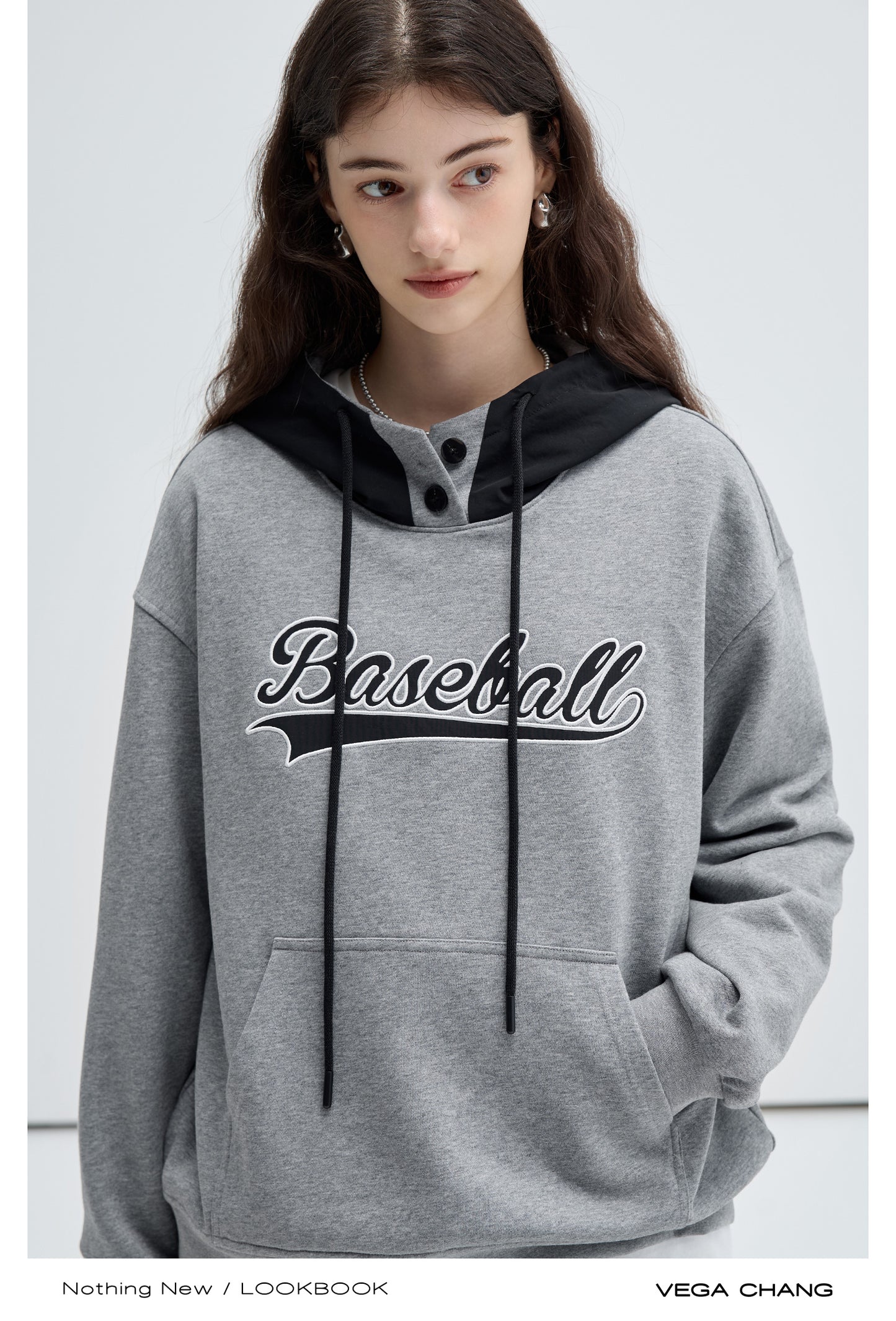 Casual Loose Fit Contrast Baseball Hoodie