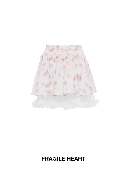 Mix And Match Floral Puff Sleeve Top And Short Tutu Skirt