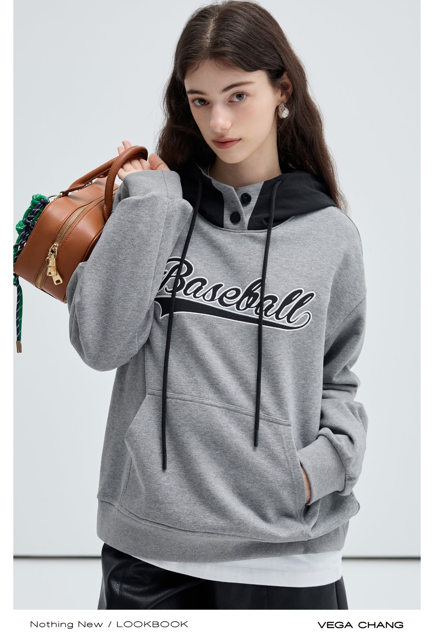 Casual Loose Fit Contrast Baseball Hoodie