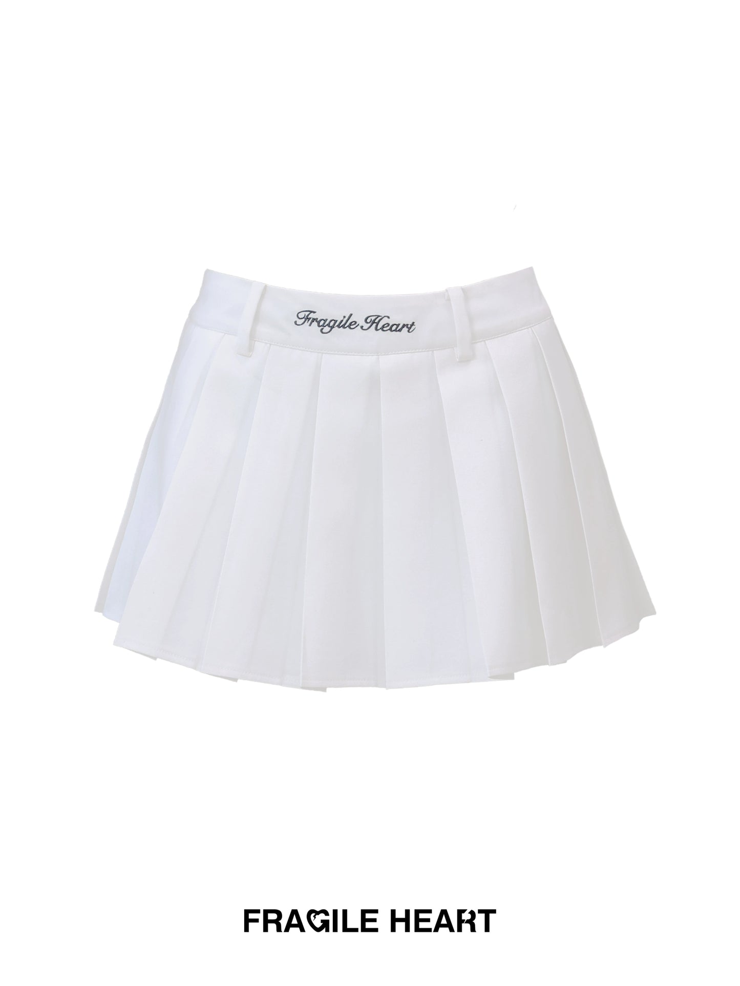 Embroidered Waistband Pleated A-Line Mini Skirt